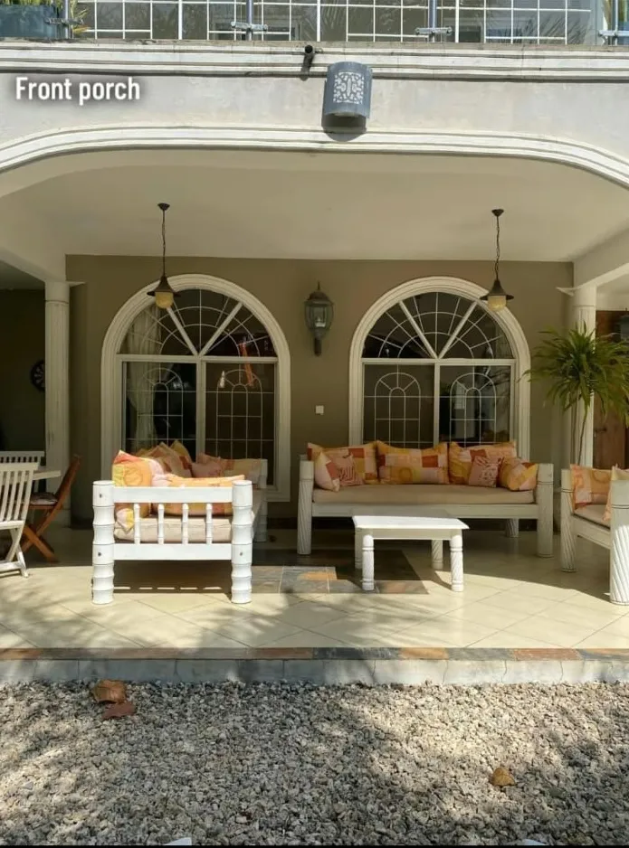 Front porch seating area at a Malindi and Watamu accommodation property