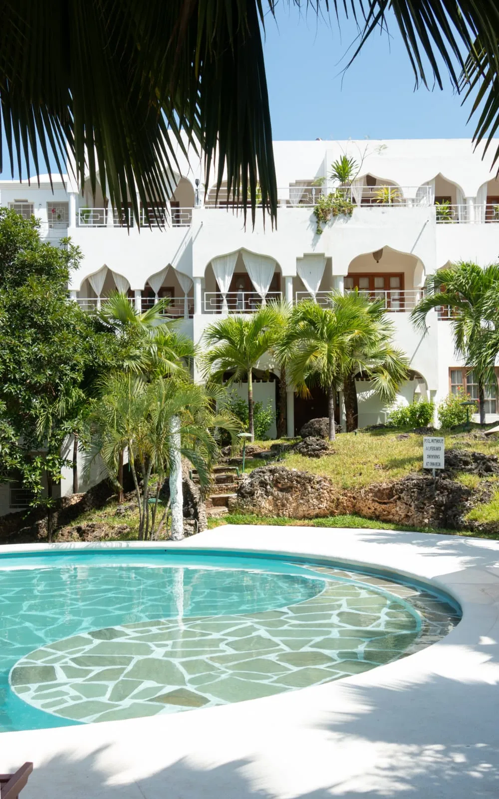 Pool set in front of the villa facade at a Malindi and Watamu accommodation stay