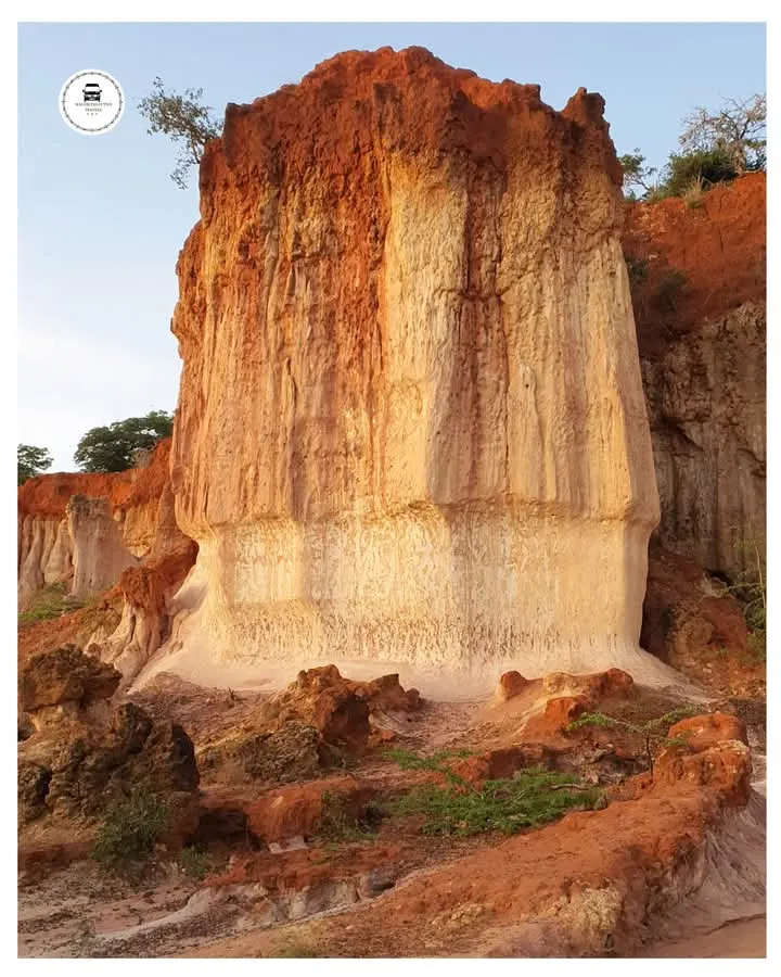 Sandstone cliff tower at Marafa featured on a Mombasa tours excursion